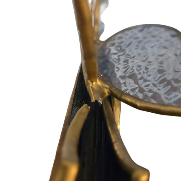 Vintage Stained Glass Angel Figurine AS IS Guitar Music Musician Blue Brown - Picture 14 of 16